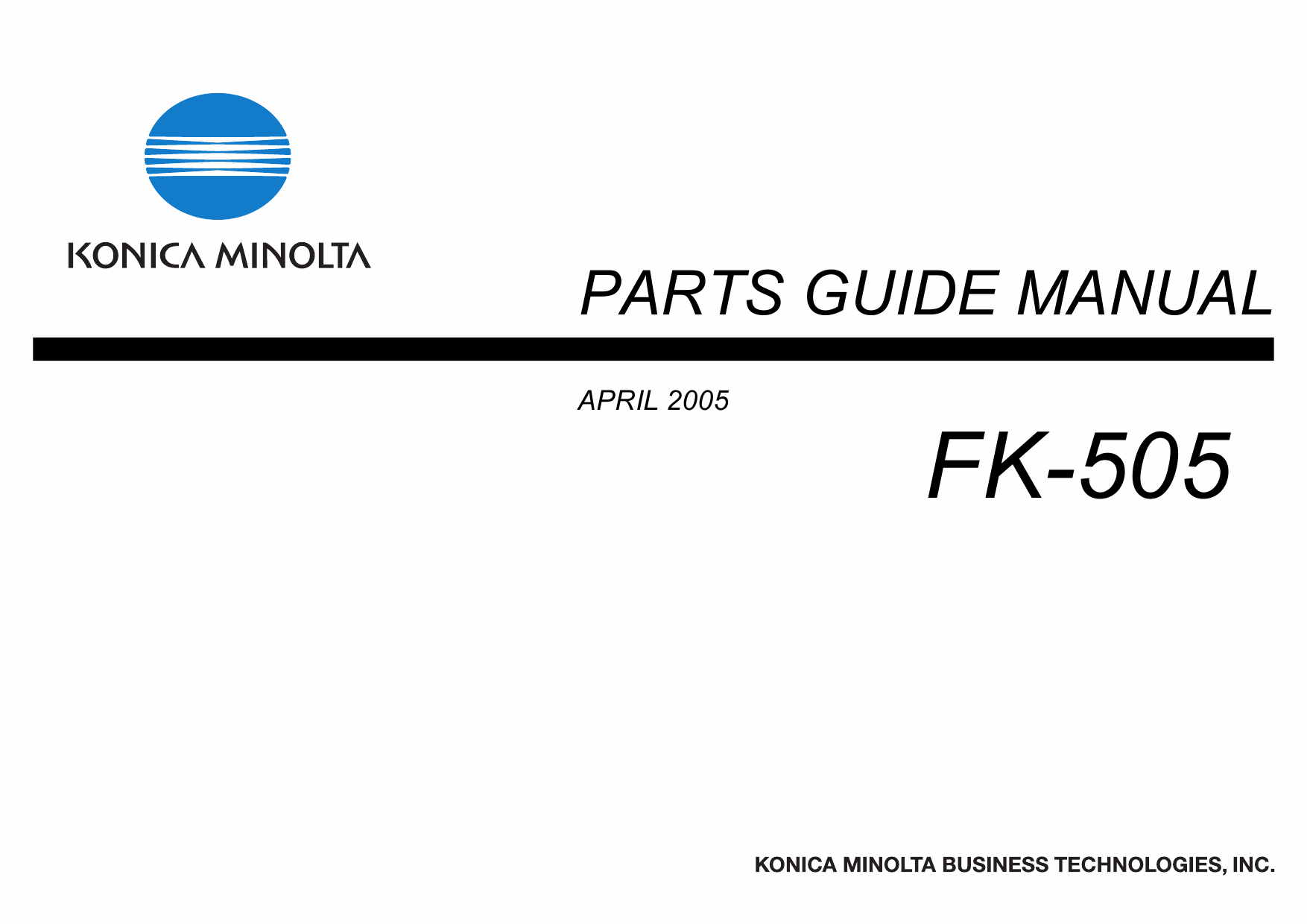 Konica-Minolta Options FK-505 Parts Manual-1